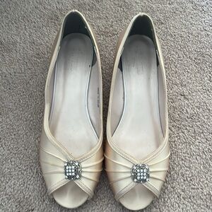 David’s Bridal Low Wedge Open Toe Shoes